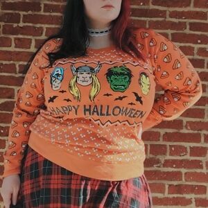 Marvel's The Avengers Jack Kirby Orange Happy Halloween Ugly Holiday Sweater